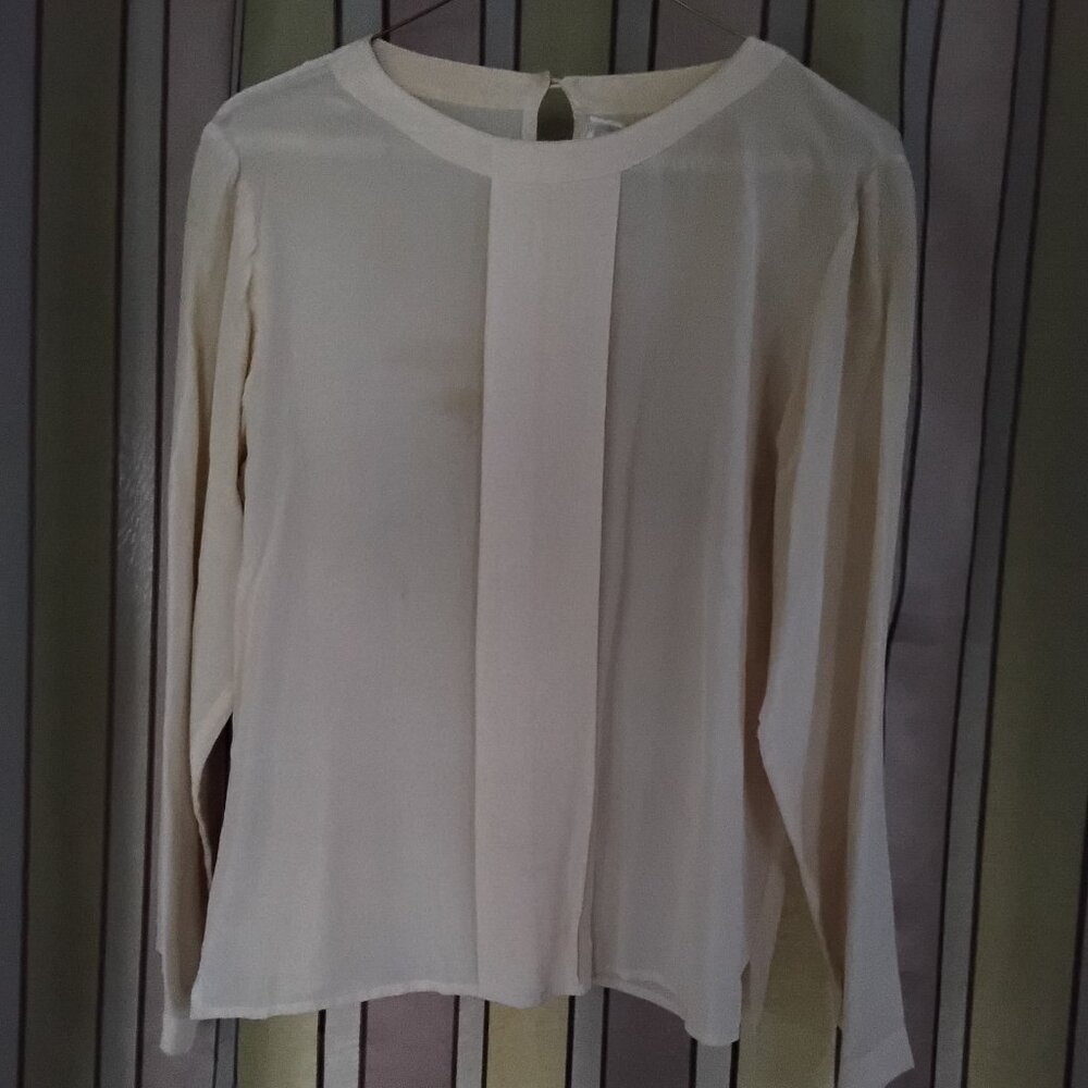 Cream silk business blouse, size S